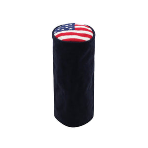 Wax canva cylinder headcover with needlepoint top featuring american flag design