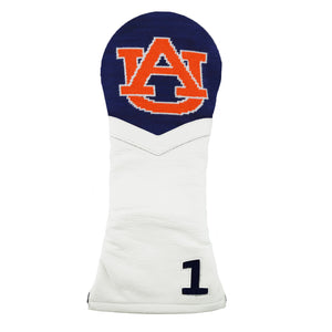 Auburn Driver Headcover (Dark Navy) (White Leather)