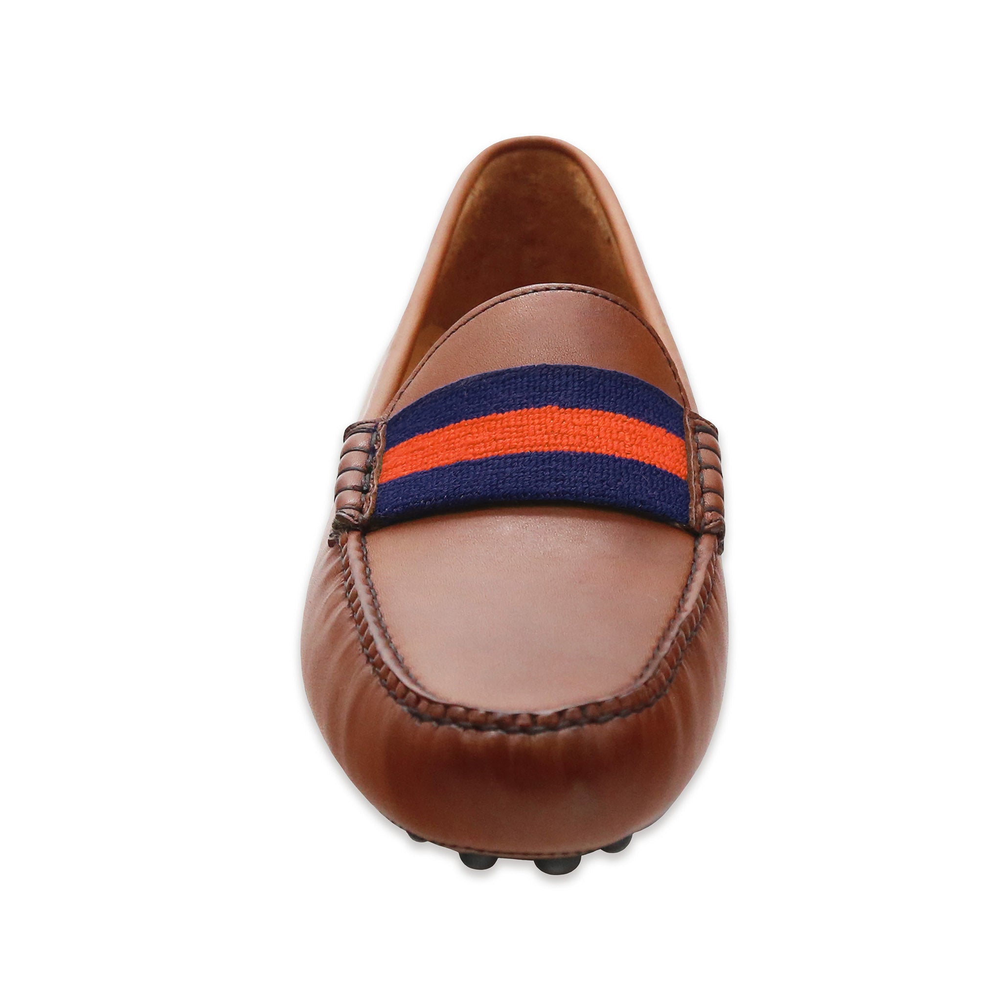 Auburn Surcingle Driving Shoes (Dark Navy-Orange) (Chestnut Leather-Logo)