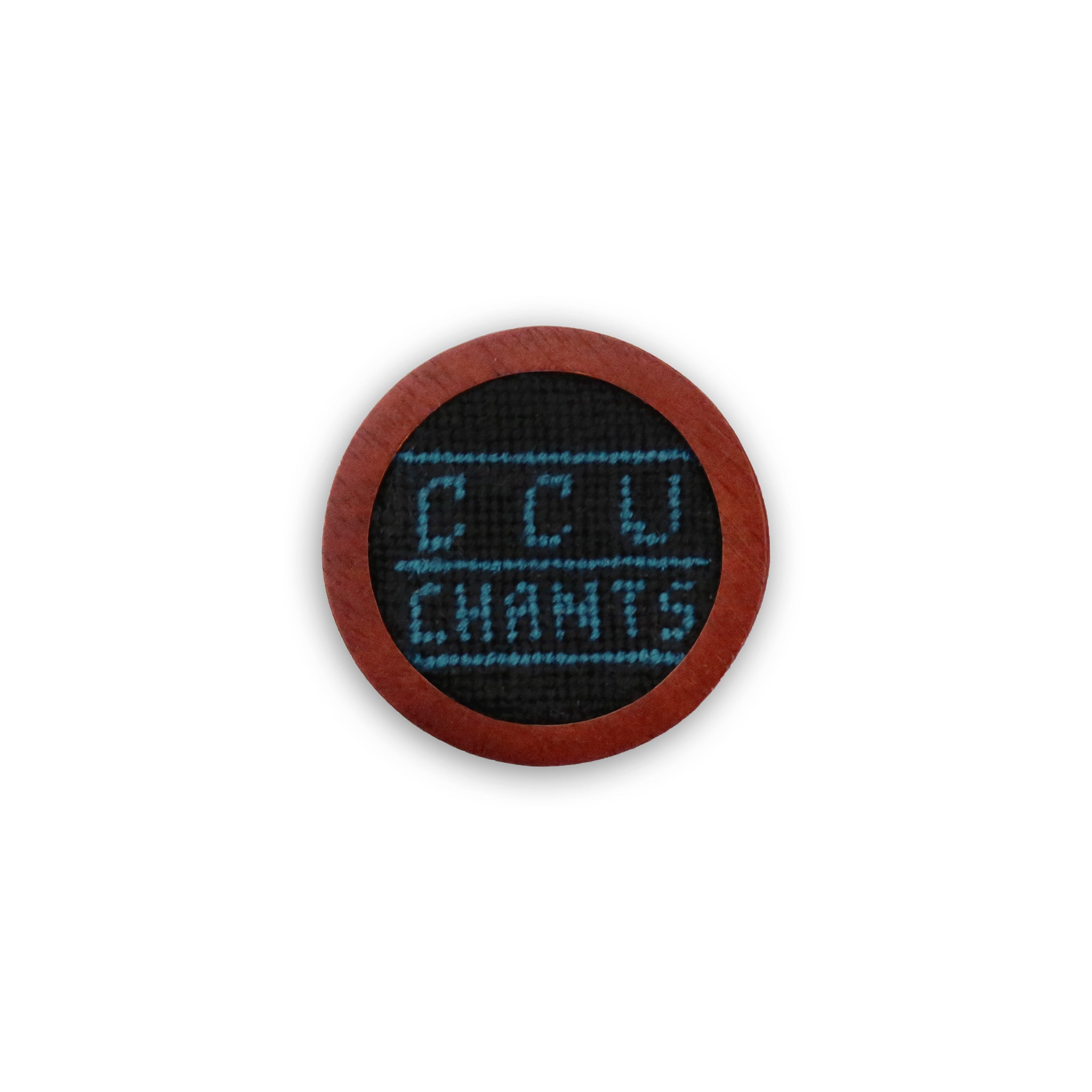 Golf ball marker featuring the Coastal Carolina collegiate text logo stitched in teal and black.