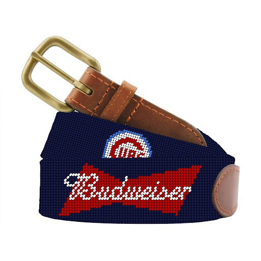 cubs budweiser needlepoint design belt coiled