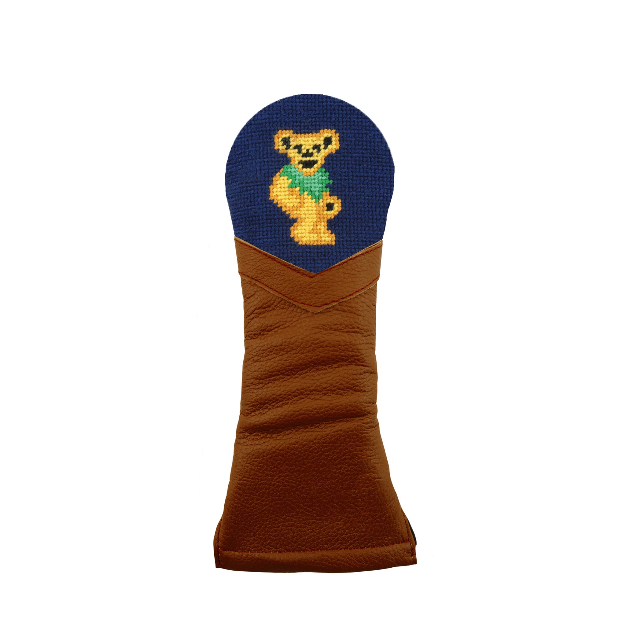 Dancing Bear Hybrid Headcover (Dark Navy) (Chestnut Leather