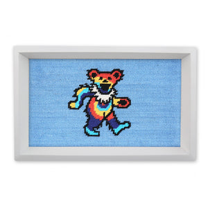 Dancing Bear Tie Dye Valet Tray (Light Blue) (White Wood)