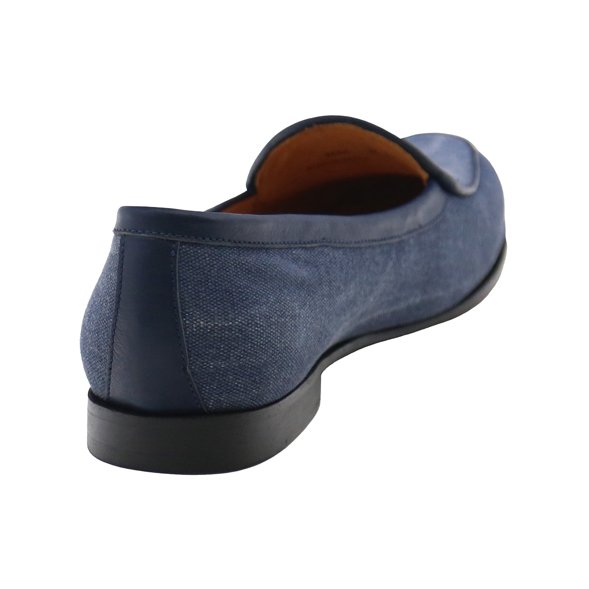 Rear view showcasing the heel and leather detail of the men’s Belgian loafer.
