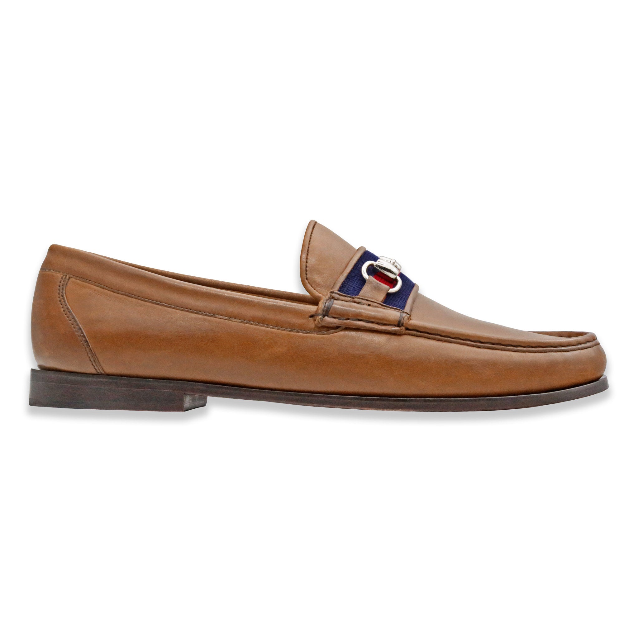 Surcingle Downing Bit Loafers (Dark Navy-Red) (Saddle Leather)