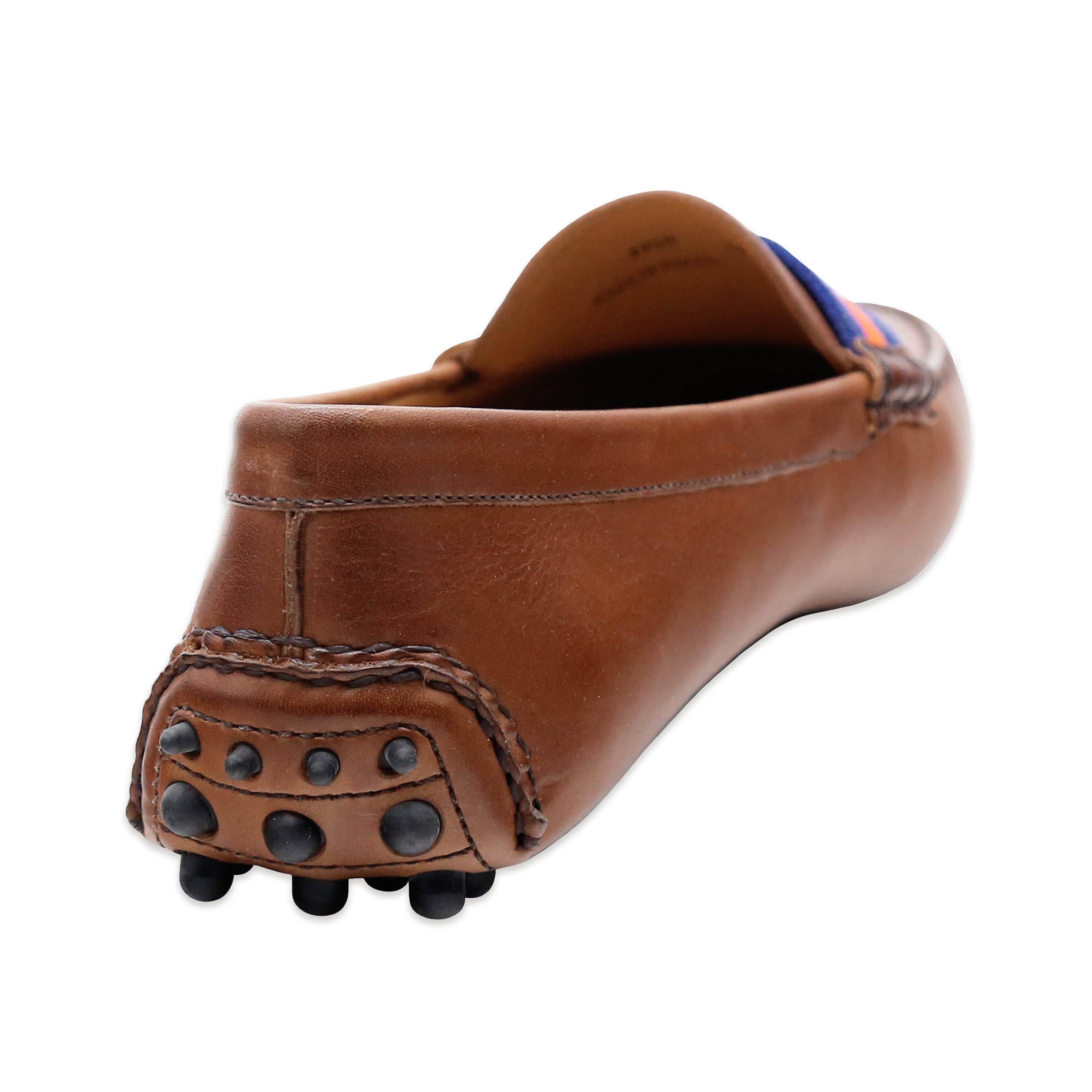 Auburn Surcingle Driving Shoes (Dark Navy-Orange) (Chestnut Leather-Logo)