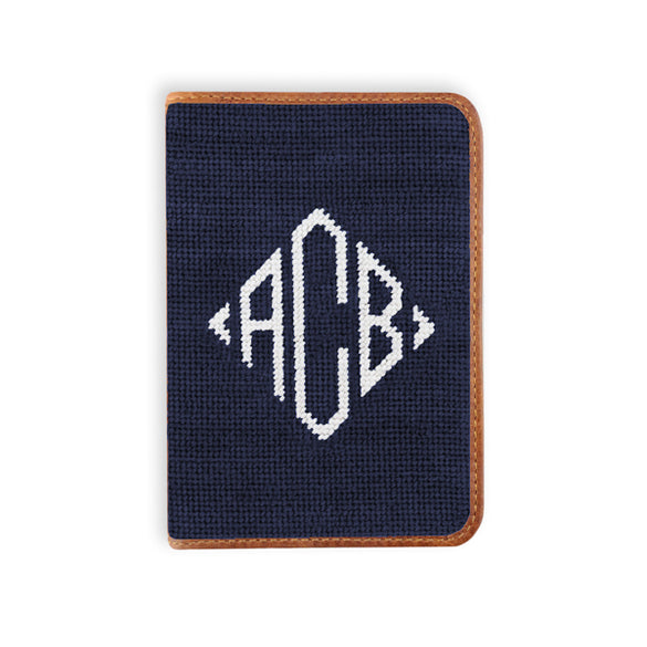 Dark navy golf scorecard holder featuring Diamond 42 monogram example