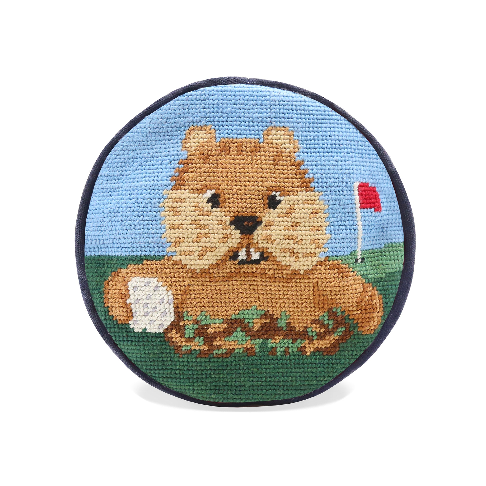 Gopher needlepoint circular top