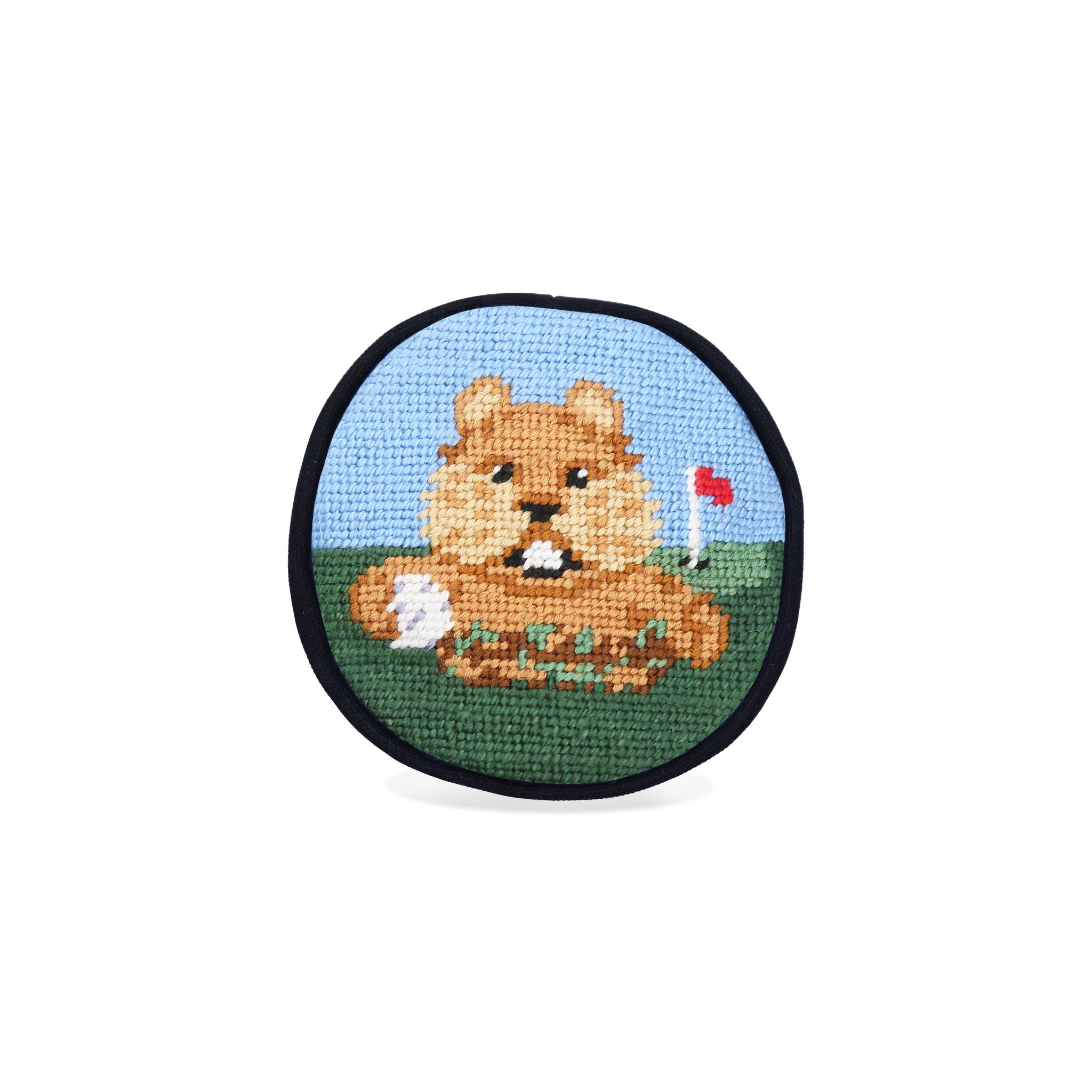 Gopher needlepoint circular top