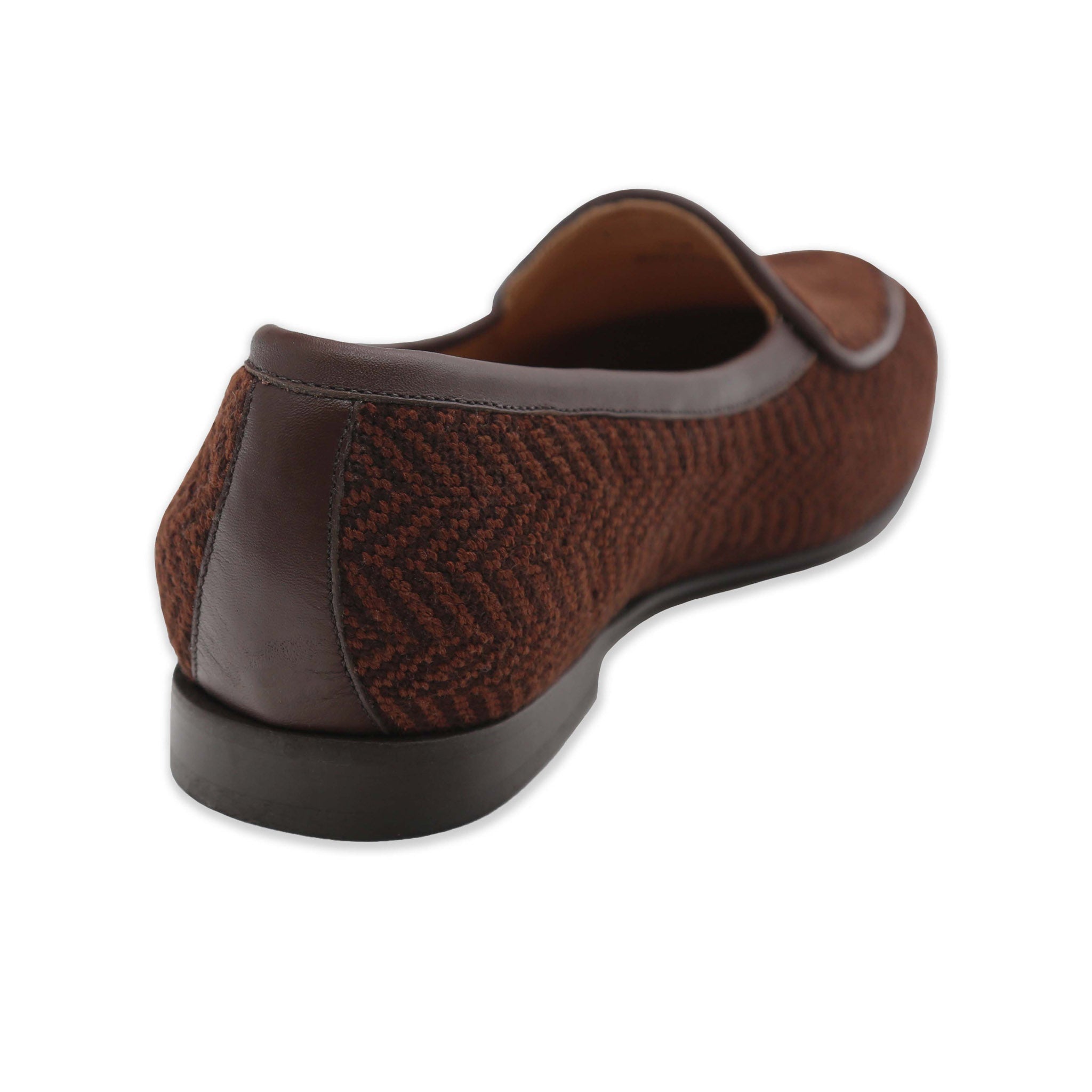 Brown Herringbone Belgian Loafers