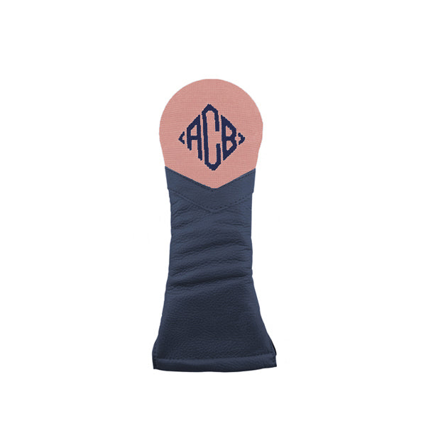 Bermuda sand hybrid headcover featuring Diamond 32 monogram stitched in dark navy and indigo thread