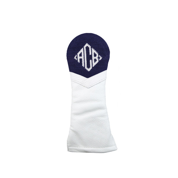 Dark navy hybrid headcover featuring Diamond 32 monogram stitched in white thread