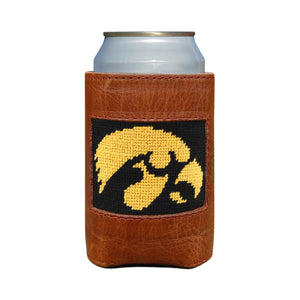 Can cooler with Iowa Hawkeyes logo on a white background