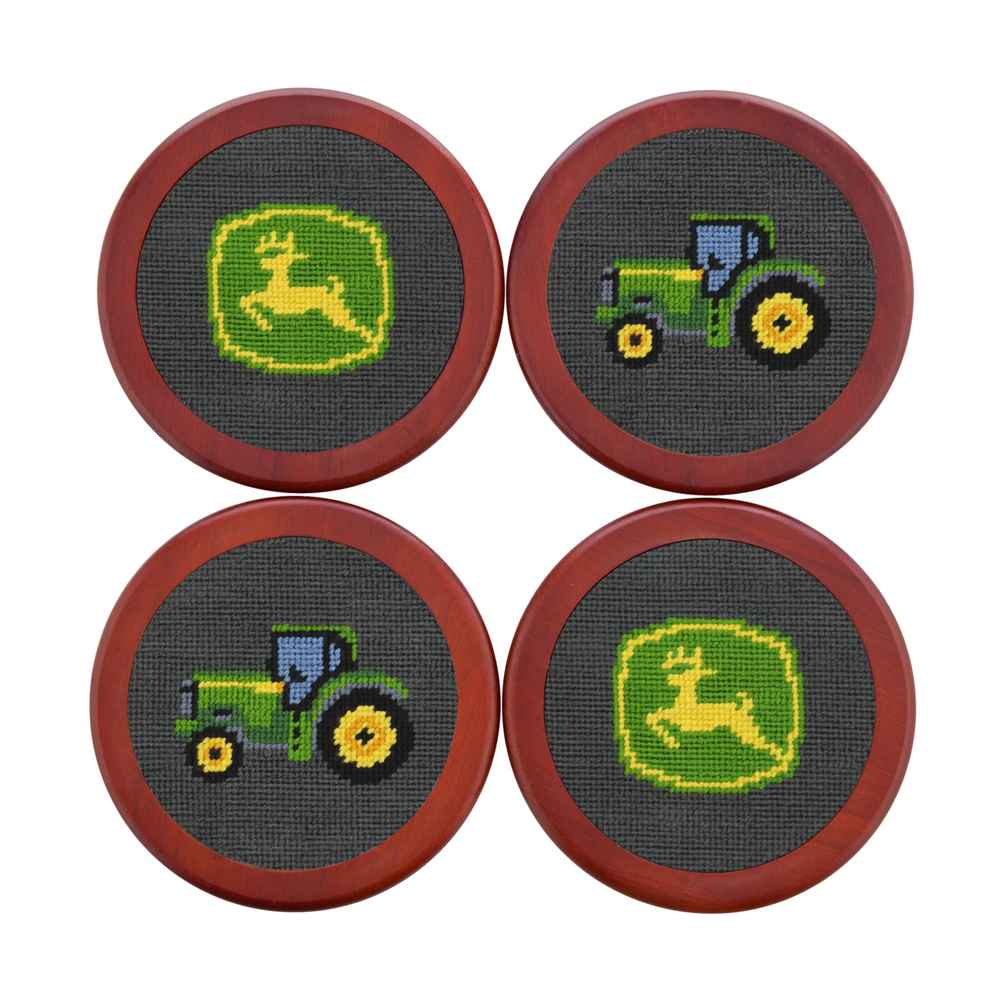 John Deere Logo-Tractor Coasters (Charcoal)