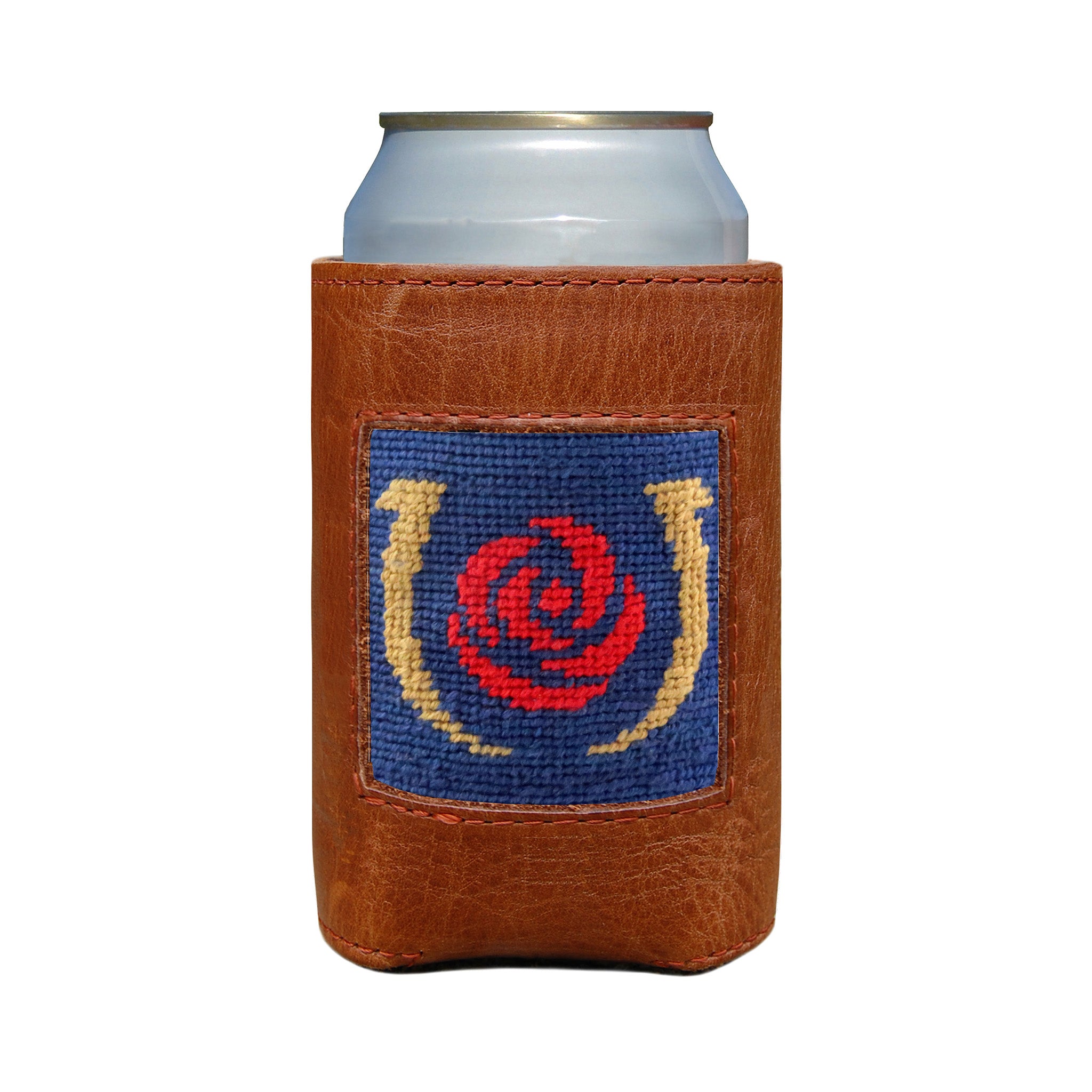Classic navy can cooler with the Kentucky Derby logo, shown from primary angle.