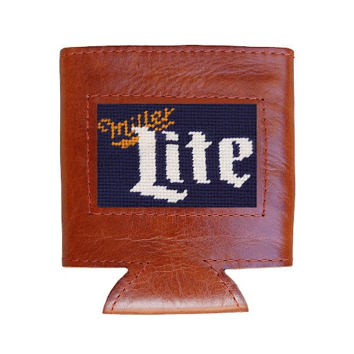 White can cooler displaying the blue Miller Lite logo from a secondary angle.