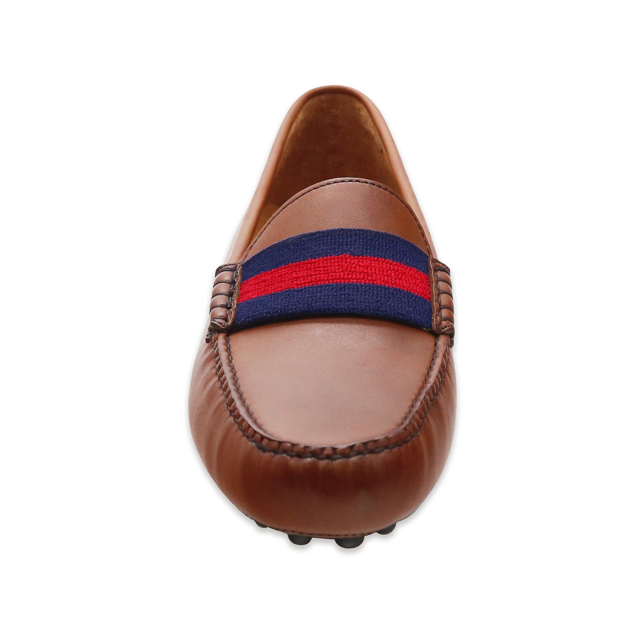 Mississippi Surcingle Driving Shoes (Dark Navy-Red) (Chestnut Leather-Logo)