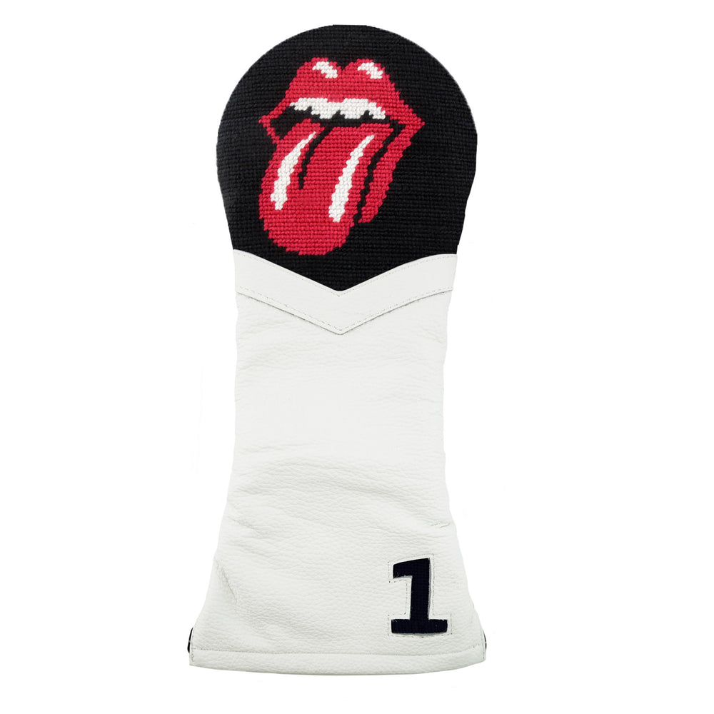 Rolling Stones Driver Headcover (Black) (White Leather)