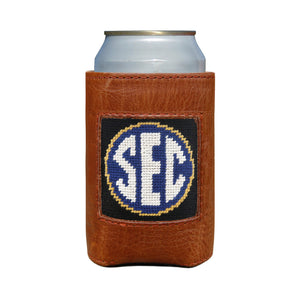 Black can cooler featuring the white “SEC” logo.