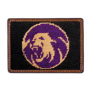 Sigma Alpha Epsilon needlepoint card wallet with Italian leather trim.