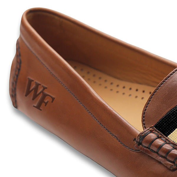 Wake Forest Surcingle Driving Shoes (Black-Dark Khaki) (Chestnut Leather-Logo)