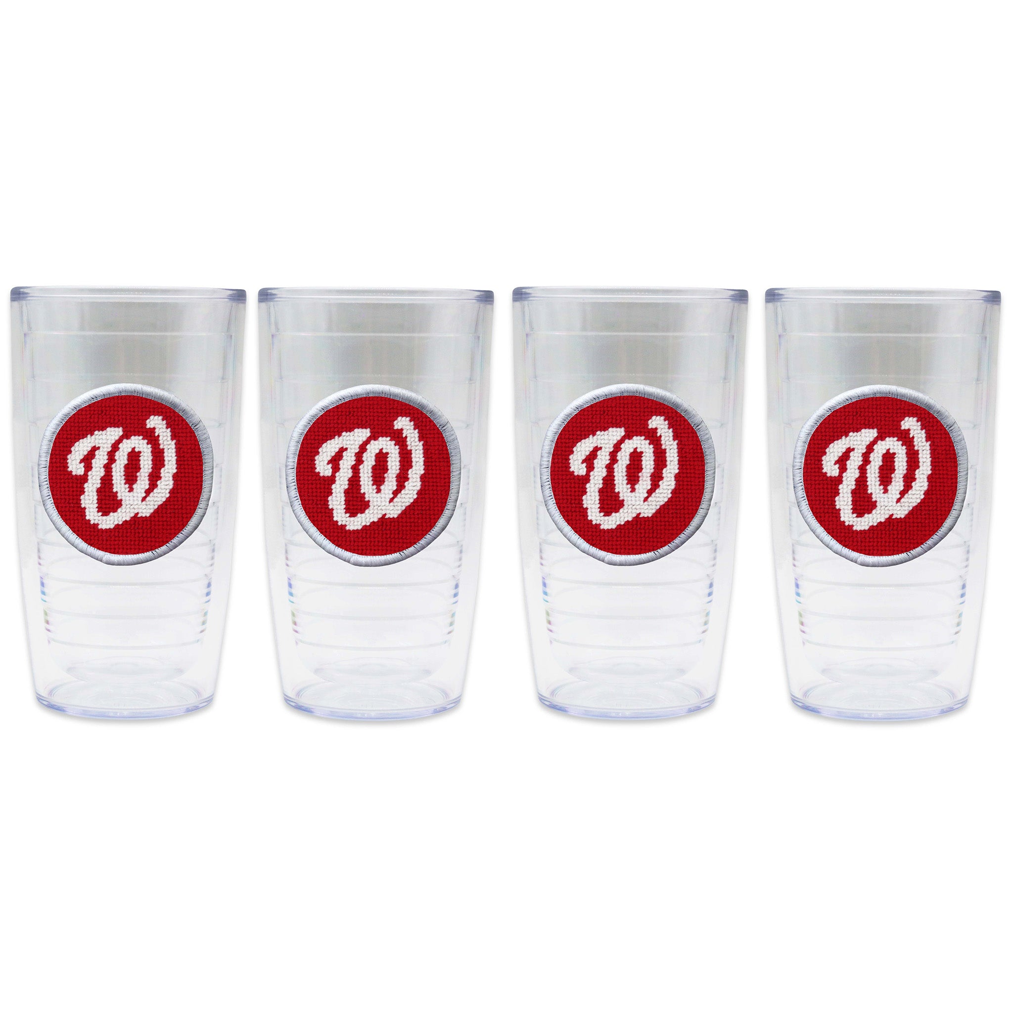 4 set of Tervis Tumblers with Nationals logo needlepoint patch