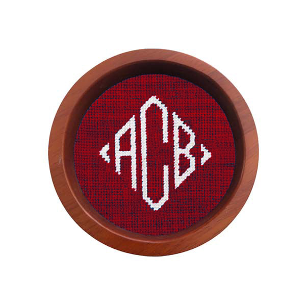 Garnet wine bottle coaster featuring Diamond 42 monogram