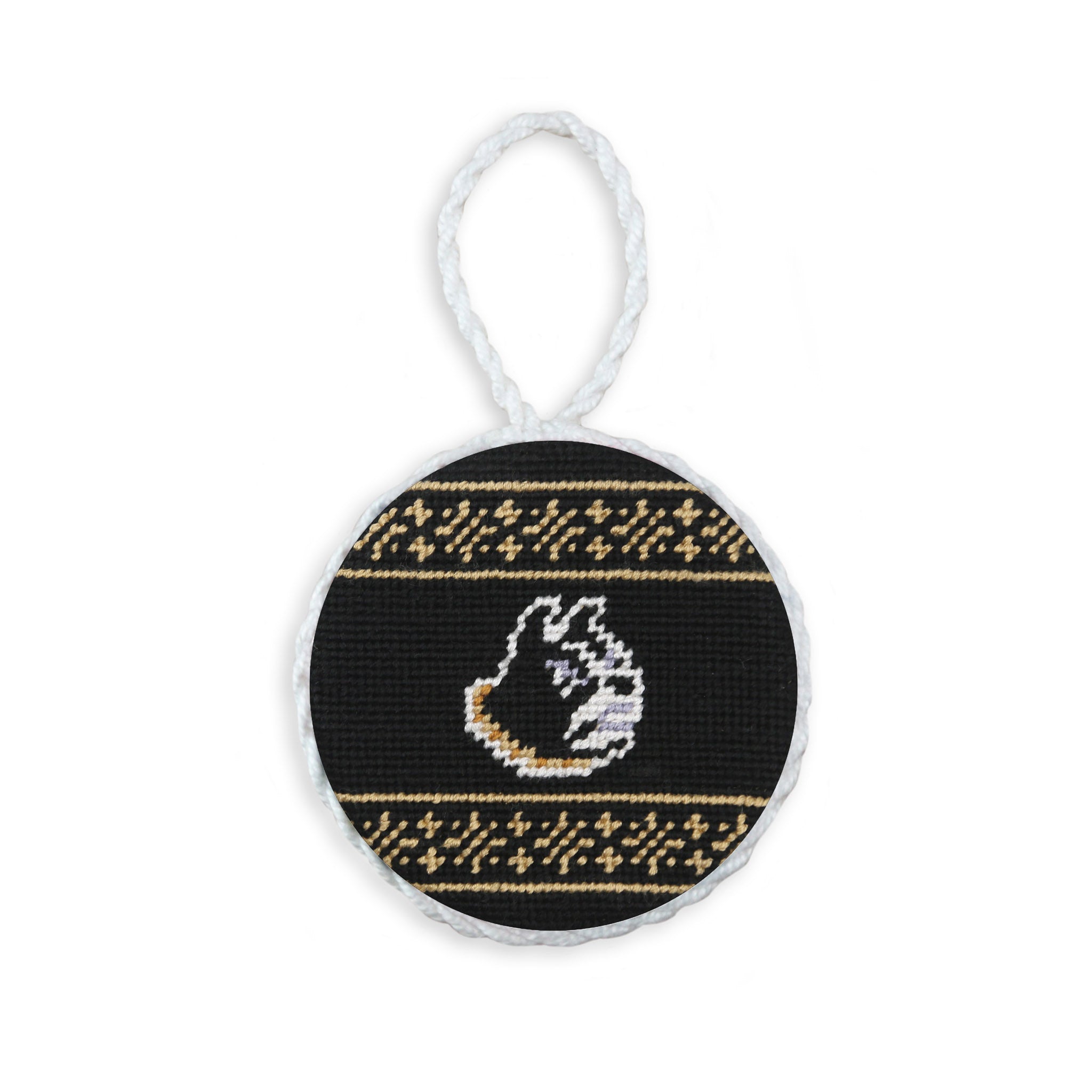 Wofford Fairisle Ornament (Black) (White Cord)