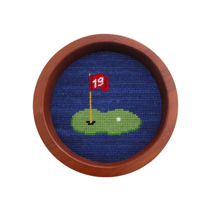 Smathers and Branson 19th Hole Classic Navy Needlepoint Wine Bottle Coaster 