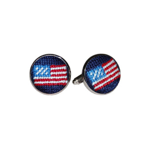 Smathers and Branson American Flag Dark Navy Needlepoint Cufflinks  