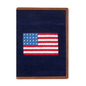 Smathers and Branson American Flag Dark Navy Needlepoint Passport Case  