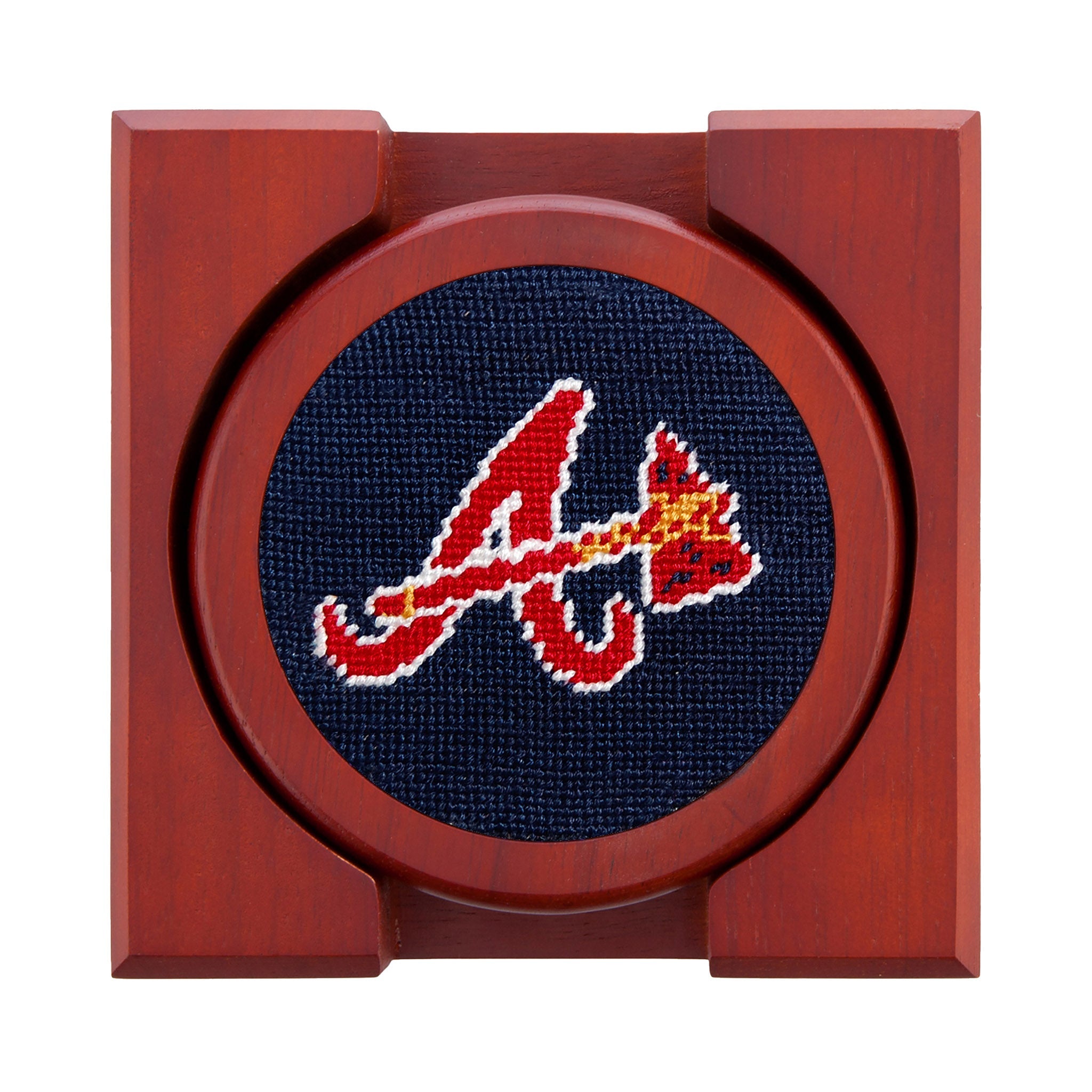 Smathers and Branson Atlanta Braves Needlepoint Coasters with coaster holder 