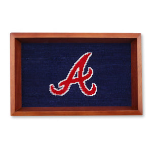 Smathers and Branson Atlanta Braves Valet Tray Dark Navy Chestnut Wood