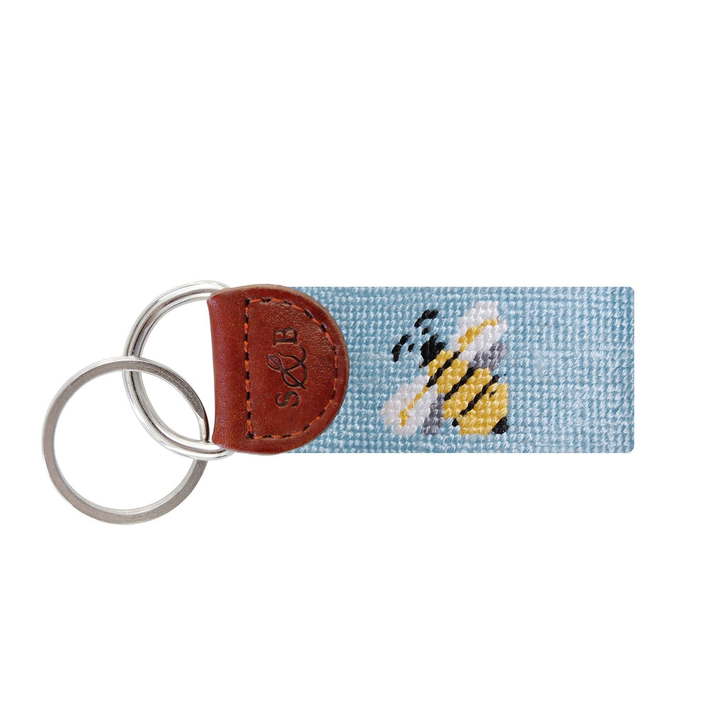 Smathers and Branson Bee Sky Blue Needlepoint Key Fob  