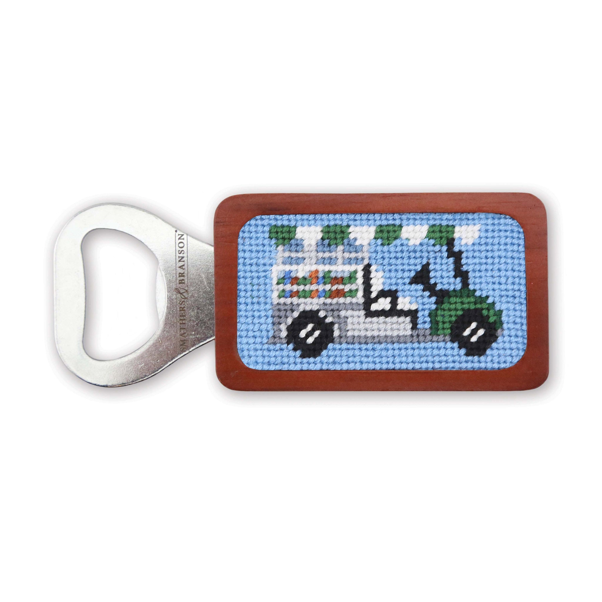 Smathers and Branson Beverage Cart Needlepoint Bottle Opener 