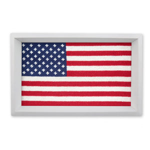 Smathers and Branson Big American Flag Valet Tray White Wood