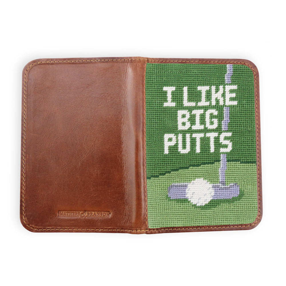 Smathers and Branson Big Putts Needlepoint Golf Scorecard Holder Opened 