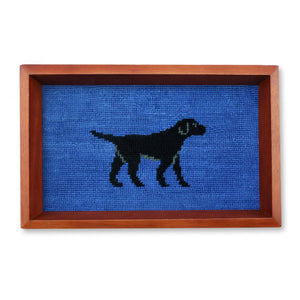 Smathers and Branson Black Lab Walking Valet Tray Blueberry Chestnut Wood