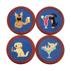 Smathers and Branson Booze Hounds Blueberry Needlepoint Coasters    