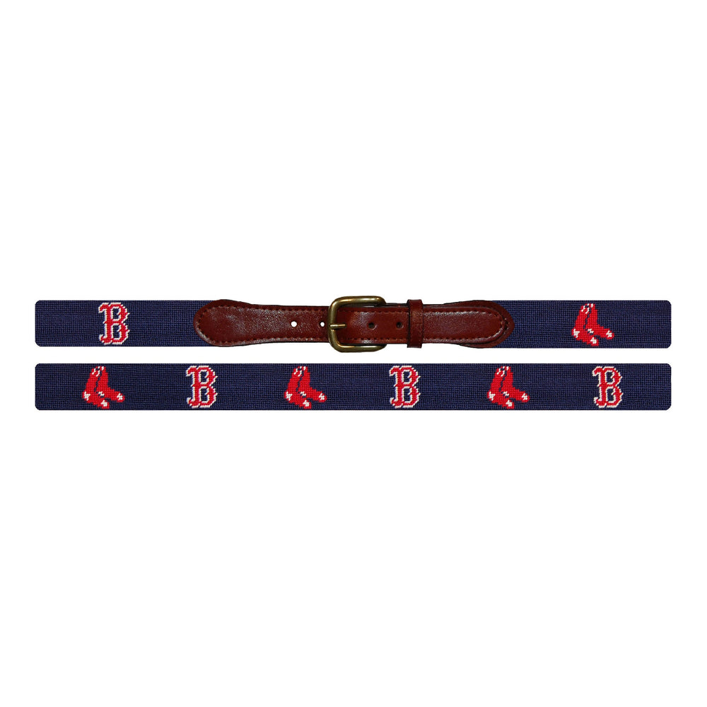 Smathers and Branson Boston Red Sox Needlepoint Belt Laid Out 