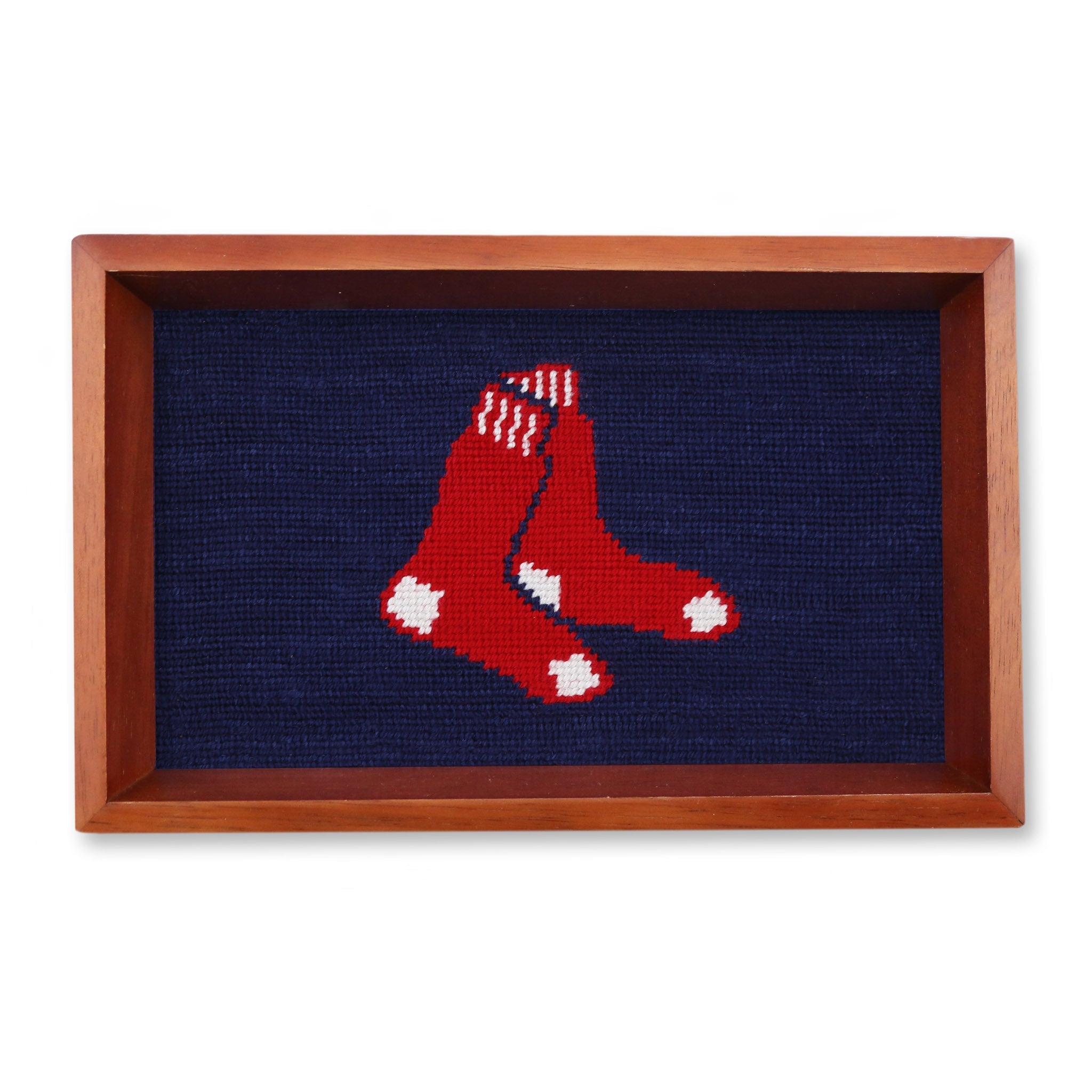 Smathers and Branson Boston Red Sox Valet Tray Dark Navy Chestnut Wood