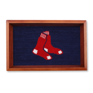 Smathers and Branson Boston Red Sox Valet Tray Dark Navy Chestnut Wood