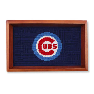 Smathers and Branson Chicago Cubs Valet Tray Dark Navy Chestnut Wood