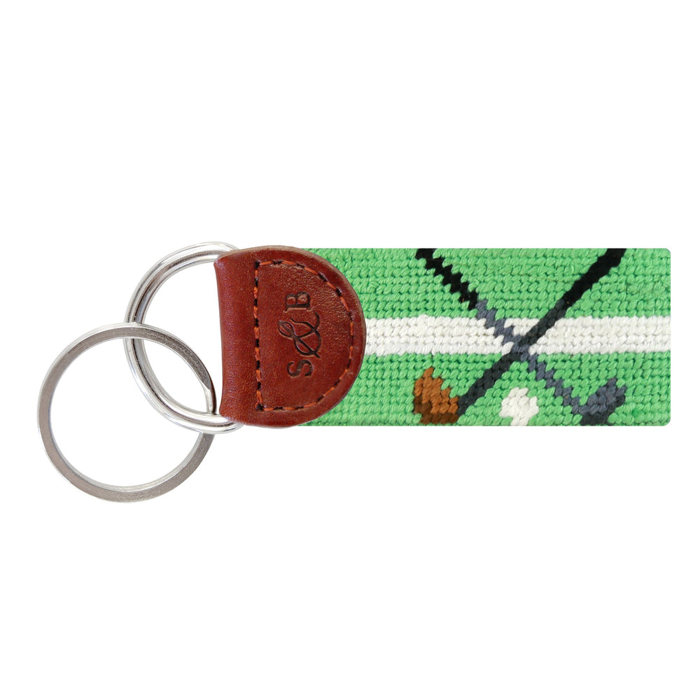 Smathers and Branson Crossed Clubs Mint Needlepoint Key Fob  