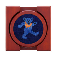 Smathers and Branson Dancing Bears Dark Navy Needlepoint Coasters 