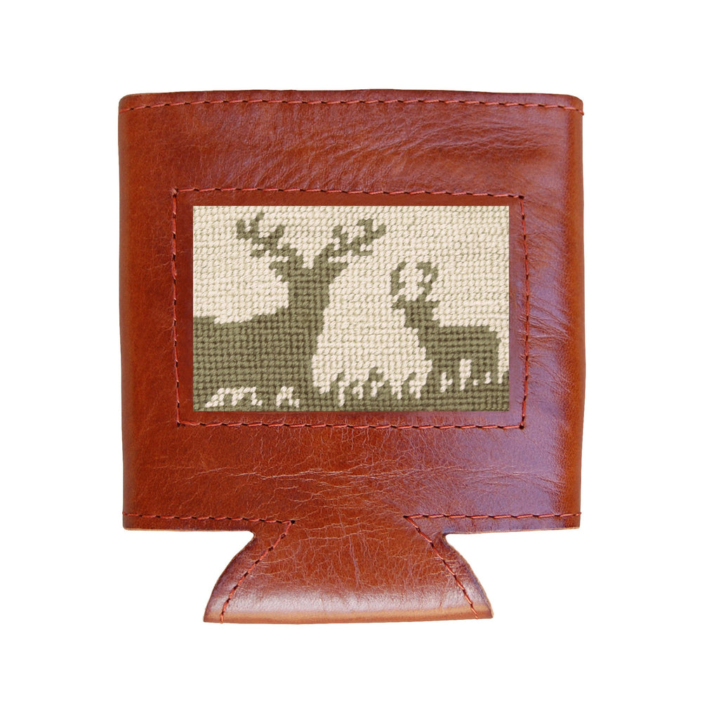 Smathers and Branson Deer Hunting Light Khaki Needlepoint Can Cooler   