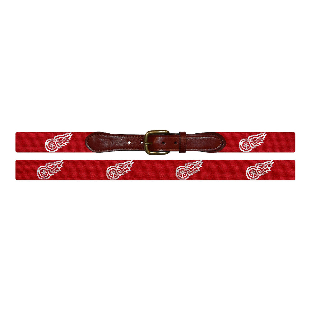 Smathers and Branson Detroit Red Wings Needlepoint Belt Laid Out 