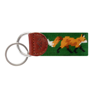 Smathers and Branson Fox Dark Forest Needlepoint Key Fob  