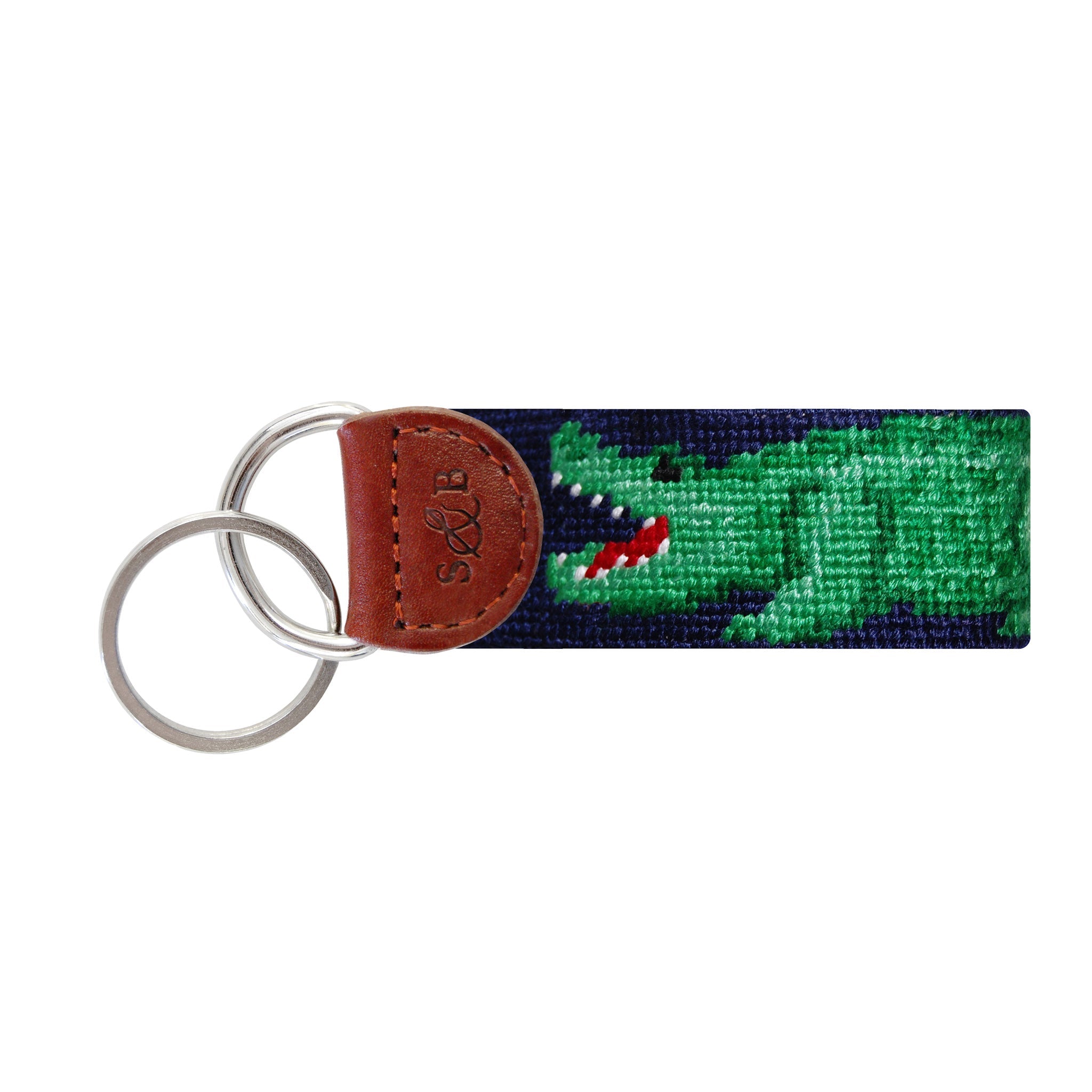 Smathers and Branson Gator Dark Navy Needlepoint Key Fob  