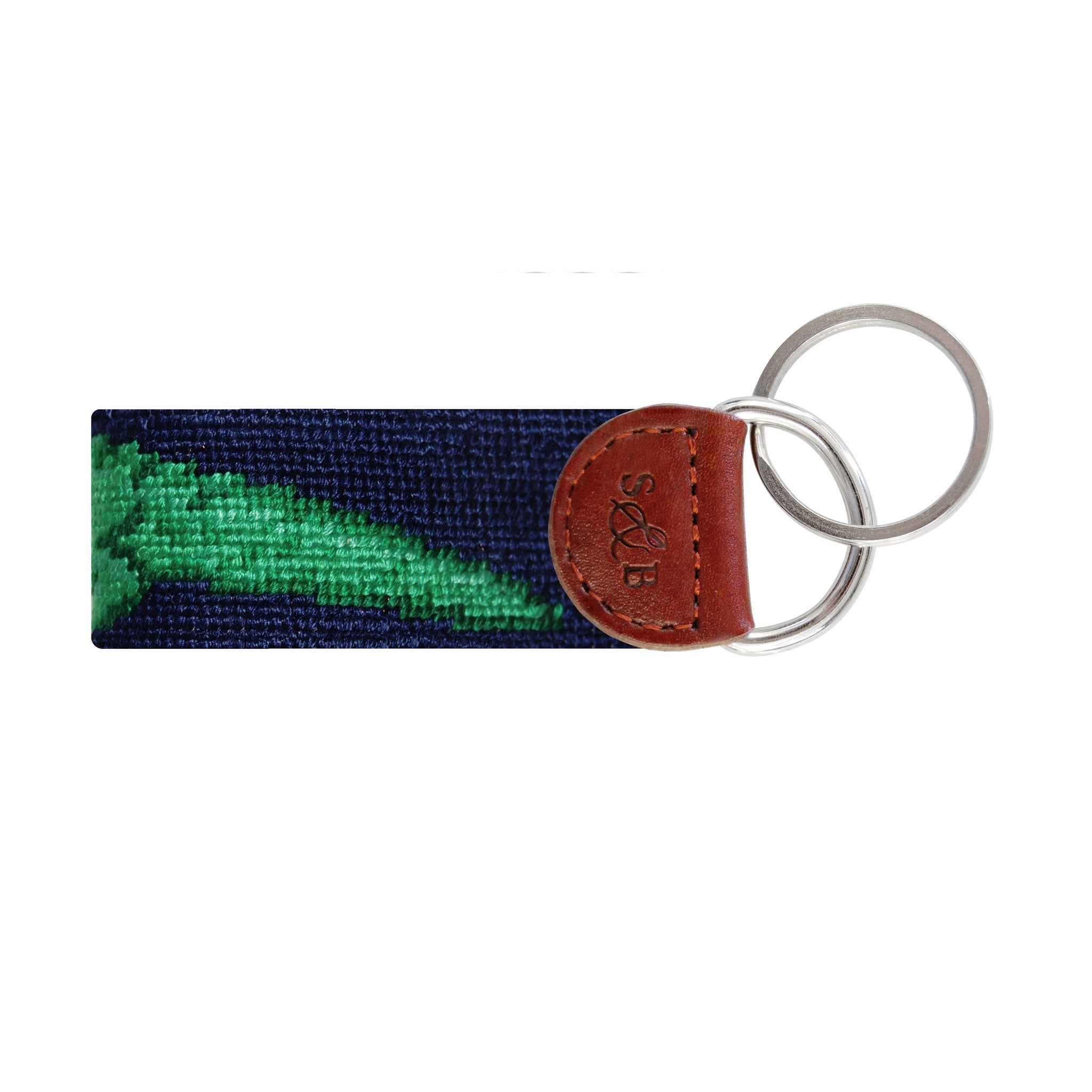 Smathers and Branson Gator Dark Navy Needlepoint Key Fob Back 